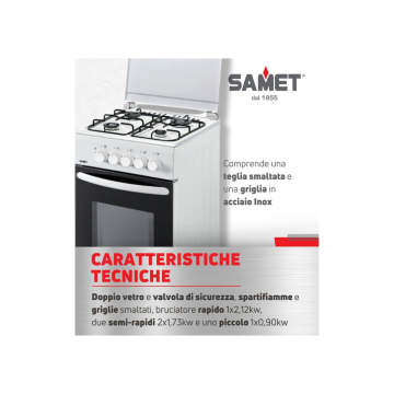 Cucina Gas Samet Volkan con Forno e 4 Bruciatori