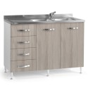 Mobile sottolavello 120 cm con lavello e cassettiera - Olmo