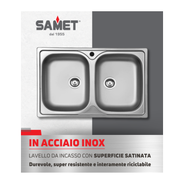 Lavello Doppia Vasca 79x50 cm Ad Incasso - Collezione Classic 170