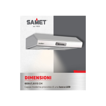 Cappa sottopensile 60 cm inox con luci led | Tornado Samet