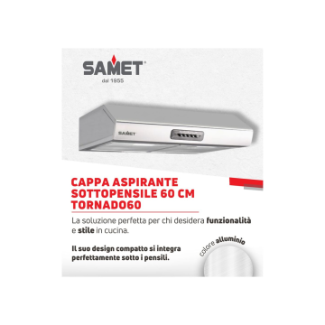 Cappa sottopensile 60 cm inox con luci led | Tornado Samet