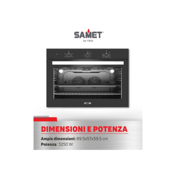 Maxi forno  capacità 100 litri nero 90 cm - Samet Apollo