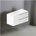 Mobile bagno sospeso Soho colore bianco opaco con cassetti effetto cannettato 100x45x50H
