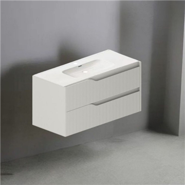 Mobile bagno sospeso Soho colore cashmere opaco con cassetti effetto cannettato 100x45x50H