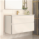 Mobile bagno sospeso bianco laccato Londres 2 cassetti 100x45x59H