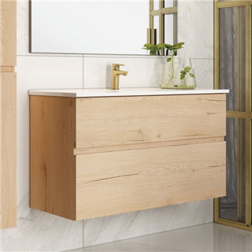 Mobile bagno sospeso rovere Londres 2 cassetti 100x45x59H