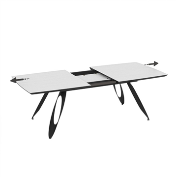 TAVOLO MERKUR TOP BIANCO FRASSINATO E GAMBE NERO 190+60 CM