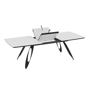 TAVOLO MERKUR TOP BIANCO FRASSINATO E GAMBE NERO 190+60 CM