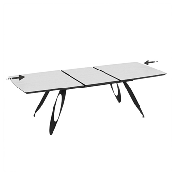 TAVOLO MERKUR TOP BIANCO FRASSINATO E GAMBE NERO 190+60 CM