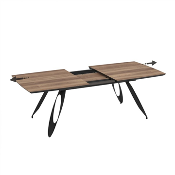 TAVOLO MERKUR TOP ROVERE HAZAR FRASSINATO E GAMBE NERO 190+60 CM