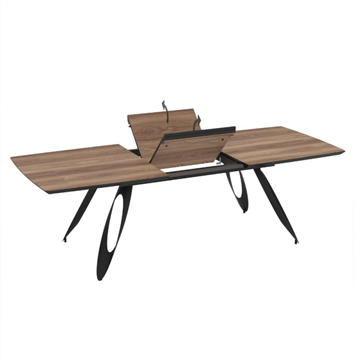 TAVOLO MERKUR TOP ROVERE HAZAR FRASSINATO E GAMBE NERO 190+60 CM