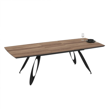 TAVOLO MERKUR TOP ROVERE HAZAR FRASSINATO E GAMBE NERO 190+60 CM