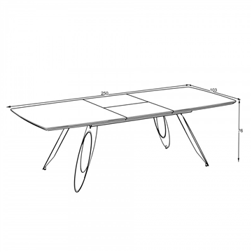 TAVOLO MERKUR TOP ROVERE HAZAR FRASSINATO E GAMBE NERO 190+60 CM
