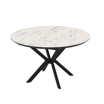 TAVOLO DOBOK TOP EFFETTO MARMO OPACO E GABME NERE Ø110+35 CM)