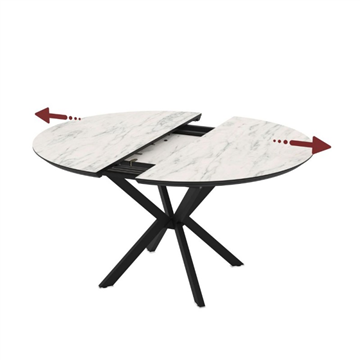 TAVOLO DOBOK TOP EFFETTO MARMO OPACO E GABME NERE Ø110+35 CM)