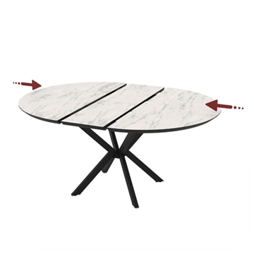 TAVOLO DOBOK TOP EFFETTO MARMO OPACO E GABME NERE Ø110+35 CM)