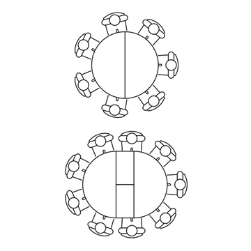 TAVOLO DOBOK TOP EFFETTO MARMO OPACO E GABME NERE Ø110+35 CM)