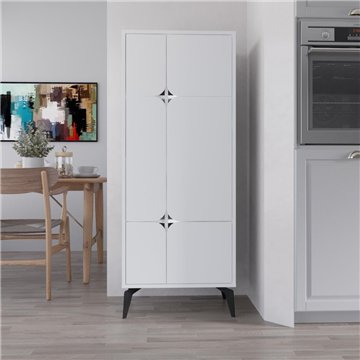 Armadio mobile multiuso Spark con 4 ante bianco 60x35.6x151H - Stile e organizzazione