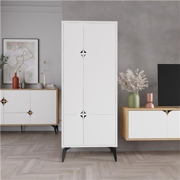 Armadio mobile multiuso Spark con 4 ante bianco 60x35.6x151H - Stile e organizzazione