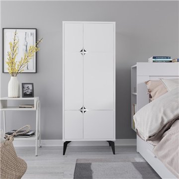 Armadio mobile multiuso Spark con 4 ante bianco 60x35.6x151H - Stile e organizzazione