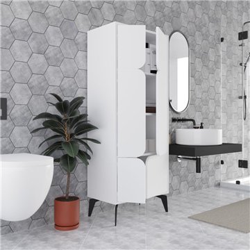 Armadio mobile multiuso Spark con 4 ante bianco 60x35.6x151H - Stile e organizzazione