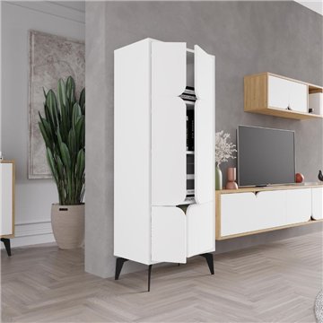 Armadio mobile multiuso Spark con 4 ante bianco 60x35.6x151H - Stile e organizzazione