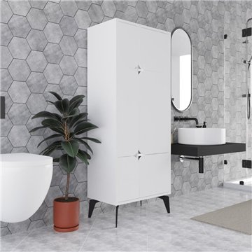 Armadio mobile multiuso Spark con 4 ante bianco 60x35.6x151H - Stile e organizzazione