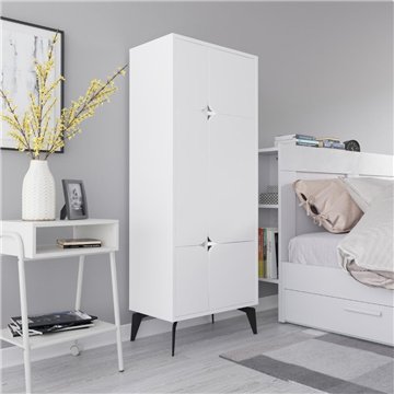 Armadio mobile multiuso Spark con 4 ante bianco 60x35.6x151H - Stile e organizzazione