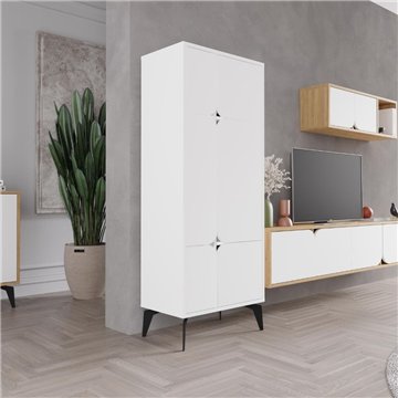 Armadio mobile multiuso Spark con 4 ante bianco 60x35.6x151H - Stile e organizzazione