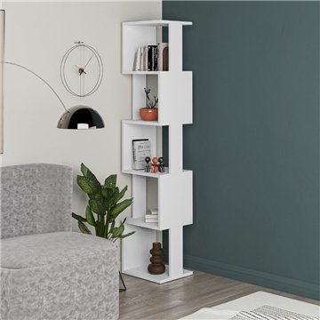 Libreria a cubo Piri bianca con 5 Ripiani 35x30x161H - Design geometrico e funzionalità