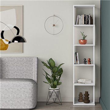 Libreria a cubo Piri bianca con 5 Ripiani 35x30x161H - Design geometrico e funzionalità