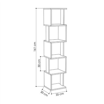 Libreria a cubo Piri bianca con 5 Ripiani 35x30x161H - Design geometrico e funzionalità