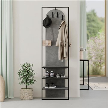 Mobile ingresso grigio Archy con appendiabiti e scarpiera 53x31.7x180H - Stile industriale e organizzazione