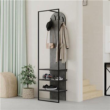 Mobile ingresso grigio Archy con appendiabiti e scarpiera 53x31.7x180H - Stile industriale e organizzazione