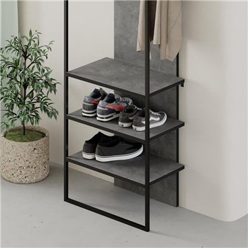 Mobile ingresso grigio Archy con appendiabiti e scarpiera 53x31.7x180H - Stile industriale e organizzazione