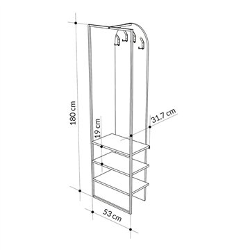 Mobile ingresso grigio Archy con appendiabiti e scarpiera 53x31.7x180H - Stile industriale e organizzazione
