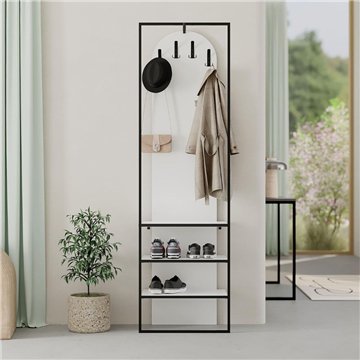 Mobile ingresso bianco Archy con appendiabiti e scarpiera 53x31.7x180H - Stile industriale e organizzazione