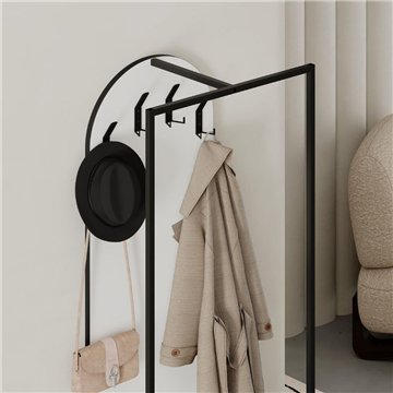 Mobile ingresso bianco Archy con appendiabiti e scarpiera 53x31.7x180H - Stile industriale e organizzazione