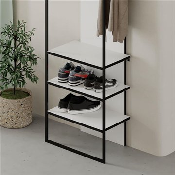 Mobile ingresso bianco Archy con appendiabiti e scarpiera 53x31.7x180H - Stile industriale e organizzazione
