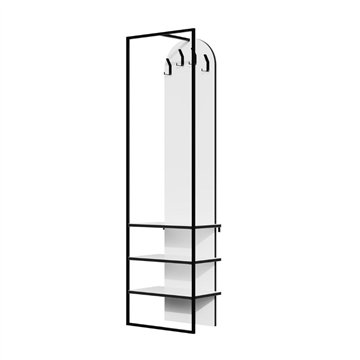 Mobile ingresso bianco Archy con appendiabiti e scarpiera 53x31.7x180H - Stile industriale e organizzazione