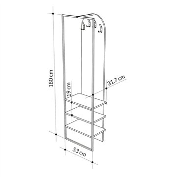 Mobile ingresso bianco Archy con appendiabiti e scarpiera 53x31.7x180H - Stile industriale e organizzazione