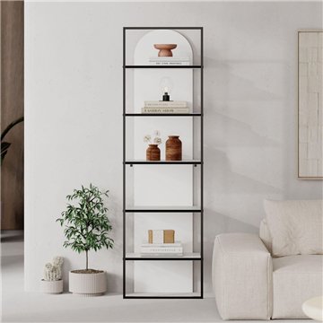 Libreria Archy 5 ripiani colore bianco 53x31.7x180H - Eleganza industriale e spazio funzionale