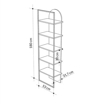 Libreria Archy 5 ripiani colore bianco 53x31.7x180H - Eleganza industriale e spazio funzionale