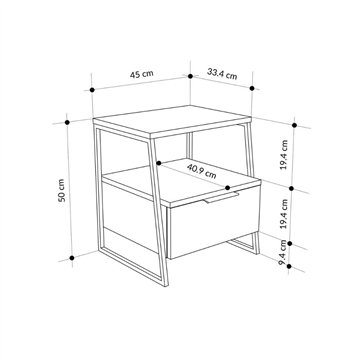 Comodino sabbia Pal 45x41x50 cm - Stile Moderno e Funzionalità in un Design Raffinato
