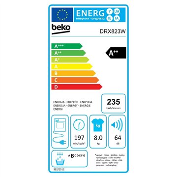 Asciugatrice Beko DRX823W 8 kg pompa di calore bianco classe A++