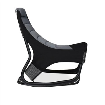 Sedia gaming Rocky in tessuto bicolore con base curva - Nero e Grigio