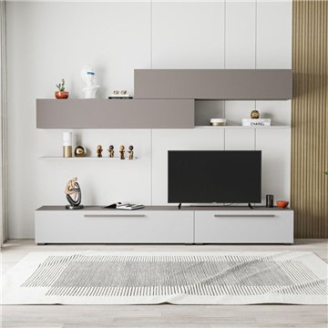 Parete attrezzata Kombat 260 colore bianco e light mocha
