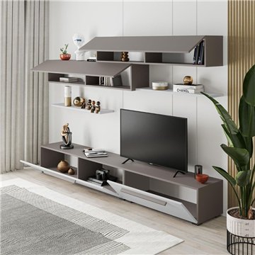 Parete attrezzata Kombat 260 colore bianco e light mocha