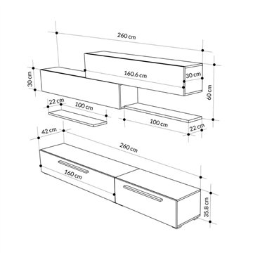 Parete attrezzata Kombat 260 colore hitit e light mocha