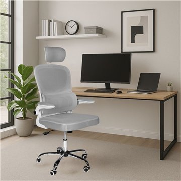 Poltrona ufficio ergonomica con ruote Vibes in rete grigio con base cromata